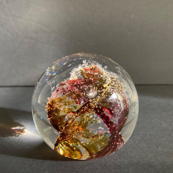 Evolution by Waterford Cosmic Fire Blown Glass Round Paperweight - Picture 2 of 8